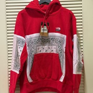 The North Face Red and White Nordic Sweatshirt
